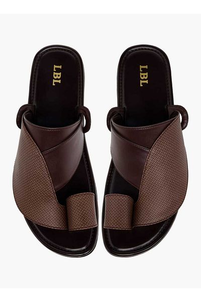 LBL by Shoexpress Textured Slip-On Arabic Sandals with Toe Loop