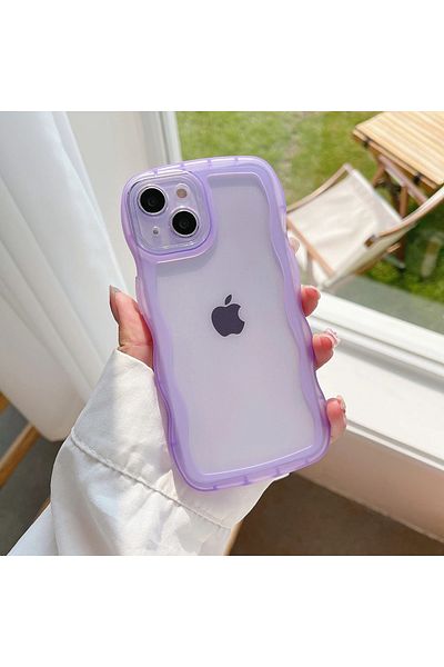 BSN iPhone 7 8 Purple For iPhone 15 14 13 12 11 Pro Max Mini XS SE 7 8 Plus Case Cute Transparent Curly