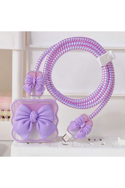 Choice منظم كابل شاحن Purple04 لهاتف iPhone 15 14 11 13 18W 20W غطاء حماية الشحن