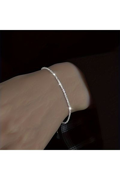 Choice 1pc bracelet Shiny Sparkling Silver Plated Clavicle Chain Necklace Bracelet Jewelry Set for Women Mi