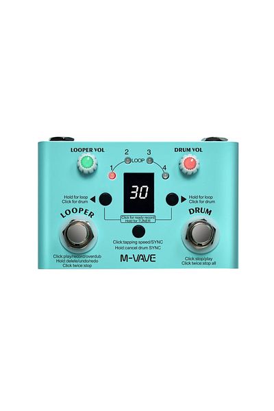 M-VAVE Blue Lost Tempo V2 Drum Machines & Looper Guitar Effect Pedal Built-in 30 Drums 11 Mins Recod