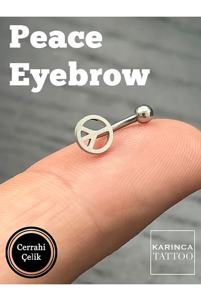 Karınca Piercing Silver Color Hippie Peace Symbol - Surgical Steel Ear Tragus Piercing