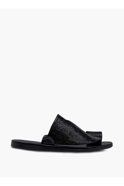 LBL by Shoexpress Textured Slip-On Arabic Sandals with Toe Loop Detail