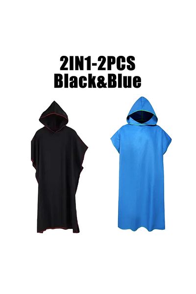 Choice 2IN1-A Microfiber Hooded Towel Men Women for Swim Beach Travel Quick Dry Changing Robe Cape Bath Tow