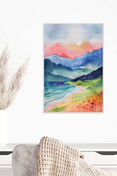 qoeuyl boutique Ελαιοχρωματισμός με ρετρό θέμα τοπίου No:2 18x27 MDF Ξύλινη α...