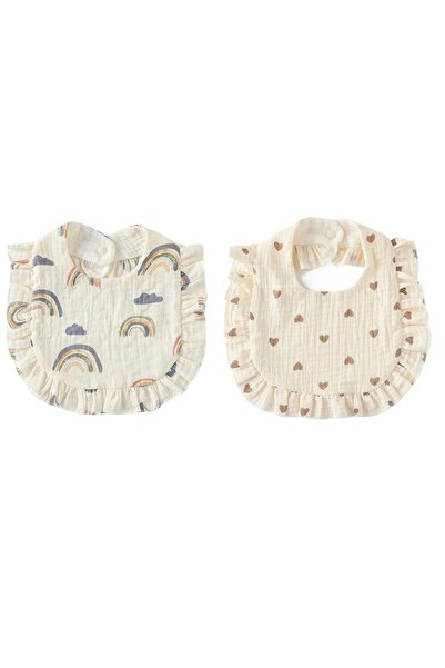 Choice1 rainbow heart 2pcs Baby Feeding Drool Bib Ruffle Floral Infants Saliv...