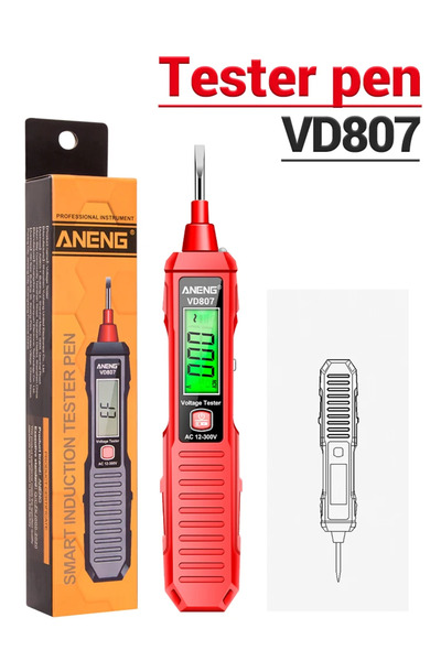 ANENG جهاز اختبار القلم الكهربائي الذكي VD807 أحمر VD807، جهاز استشعار NCV مح...
