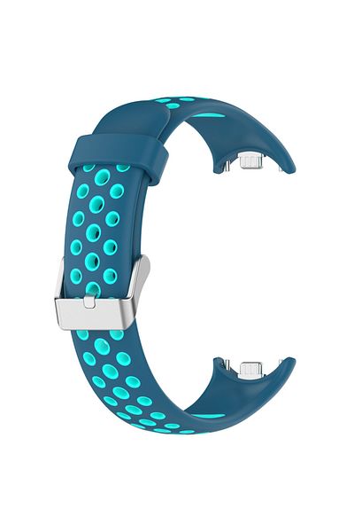 Choice Teal - Cyan Silicone Watch Strap For Xiaomi Band 9 8 Two-Color Breathable Smart Watchband Replacemen