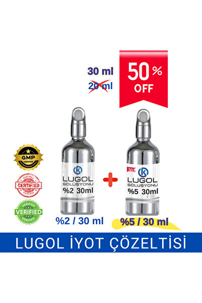Onur Kimya İlaç / Pharma 2'li Avantaj Lugol Iyot Solüsyonu %2 Lik 30 ml Ve %5 Lik 30 ml / Damlalıklı / Lugol Iyot Çözeltisi