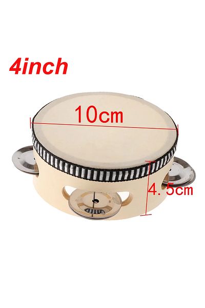 Choice 4inch 4inch 6inch Hand Held Drum Tambourine Drum Metal Jingles Percussion Musical Instrument For KTV