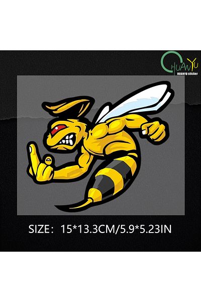 Choice 15x13.3cm B115A1 Funny self pasting flower angry wasp bumblebee car sticker waterproof car decoratio