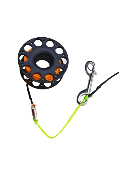 Choice Orange Line Black 30M Scuba Diving Spool Finger Reel with Stainless Steel Double Ended Hook SMB Tech