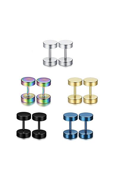 Chavin 5 Pairs of Color Steel 8 MmMen's Earrings Eb62