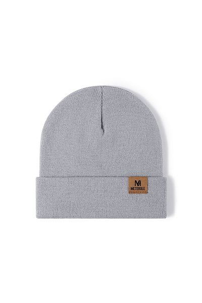 GRAY Knitted Hats Soft Knit Beanie for Men or Women Winter Warm Windproof Outdoor Mountaineering Ski