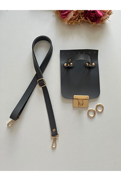 zg hobi aksesuar Strap with Faux Leather for Knitting Bags, Cover Set Gray Color