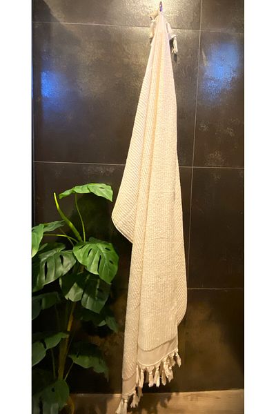 Arelina Textile منشفة حمام 100% قطن 90x150 نمط ريب إكرو
