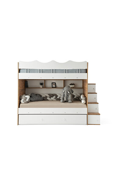 miracool Bulut Ranza / Çam-beyaz / Ücretsiz Kurulum / 3 Yatak Bölümü Ve Dolaplı Merdiven / %100 MDF