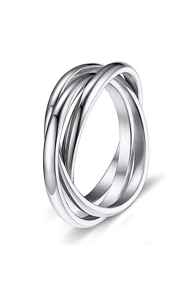 Chavin 3-Piece Mix Steel Grey Coiled Stress Women's Ring - Eu84By