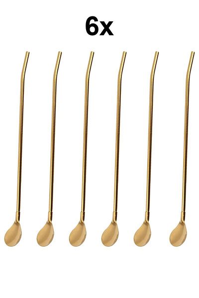 Chavin 6 Pieces 22 cm Steel Cocktail Spoons - Coffee Latte Mixing Bartender