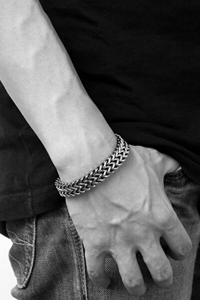 Chavin 12 Mm. Thick Gray Steel Men's Bracelet Dp93