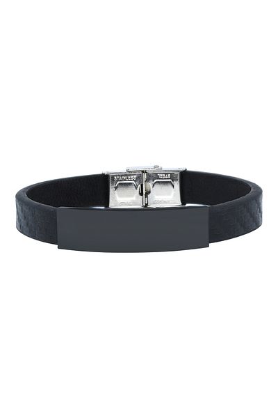 Chavin Black IPC CapLeather Steel Men's Bracelet Ef88