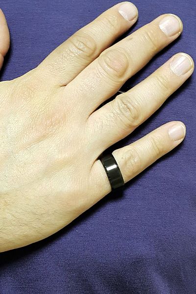 Chavin Matte and Glossy Black Steel Men's Ring Df27