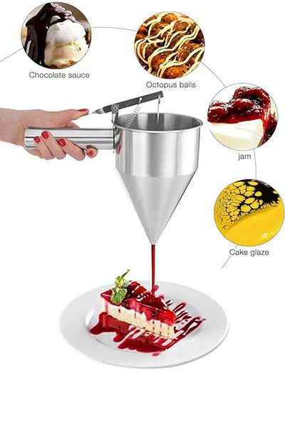 Chavin 1200 ml Steel Dough Dispenser Shaper Jelly Funnel Measure Cup Cin704