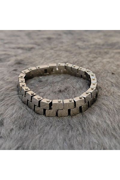 Chavin Shiny Gray Steel Men's Bracelet - Et78By