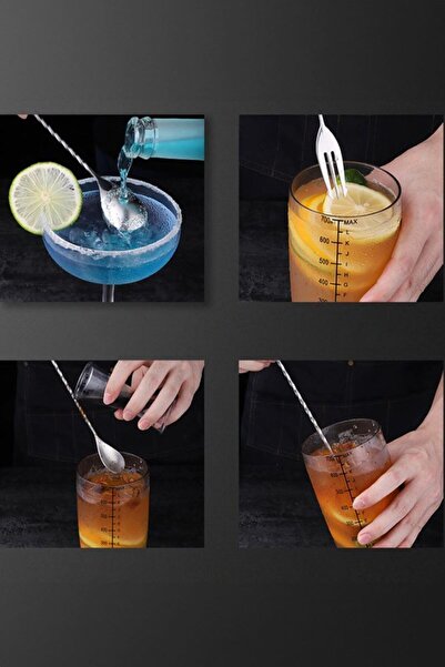 Weather Forecast Steel Cocktail Preparation Spoon Bar Knocker And Cocktail Cup Set cin588