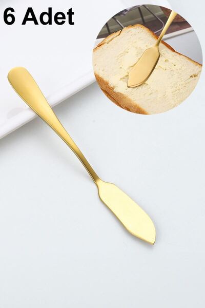 Chavin 6 Adet Çelik Gold Renk Tereyağ Reçel Kahvaltı Bıçağı cin618sr-6