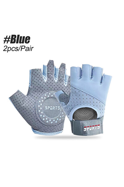 Choice زوج واحد من قفازات التمرين القابلة للتنفس باللون الأزرق، قفازات رفع ال...