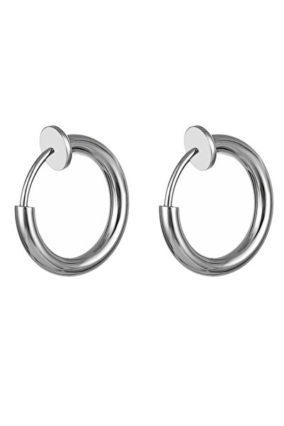 Chavin 12 mm Çelik Silver Deliksiz Kulaklar için Yaylı Kapama Küpe ev25by-12
