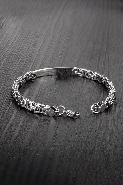 Chavin King Model 6 MmGray Steel Imprint Men's Bracelet Et98by