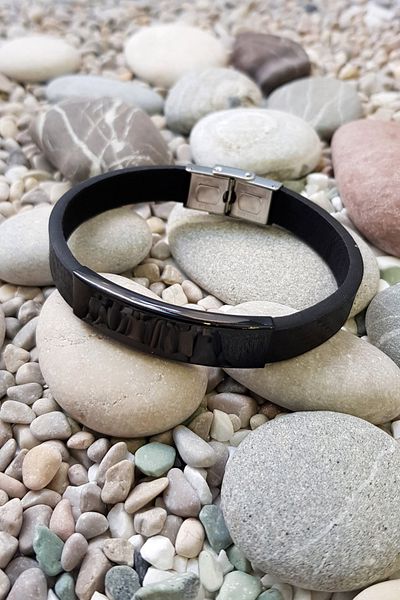 Chavin Black IPC CapLeather Steel Men's Bracelet Ef89