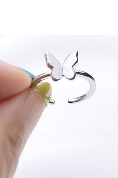 Chavin Eu31 Model - 2 Mm. Alloy Butterfly Ring, Adjustable Gray