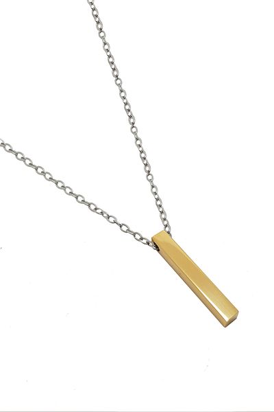 Chavin Men's Statement Necklace - Long Bar, Yellow Gold Steel, Chain Ef33Sr