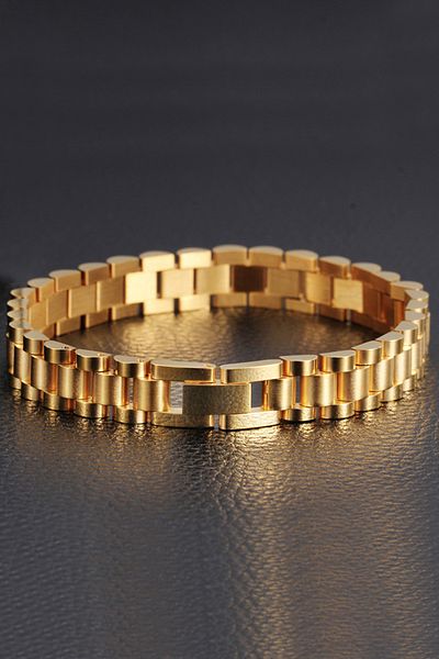 Chavin Men's Bracelet - Gold 316 L, 10 Mm, Shiny and Matte Steel Ed02Sr