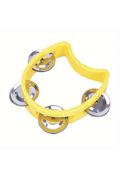 Choice Y01048-Yellow 1pc Plastic Percussion Tambourine for Adults Hand Tambourine Musical Instrument 4 Bell