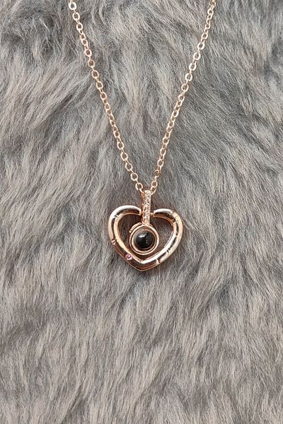 Chavin I Love You in 100 Languages Rose Love Heart Necklace Er05rs