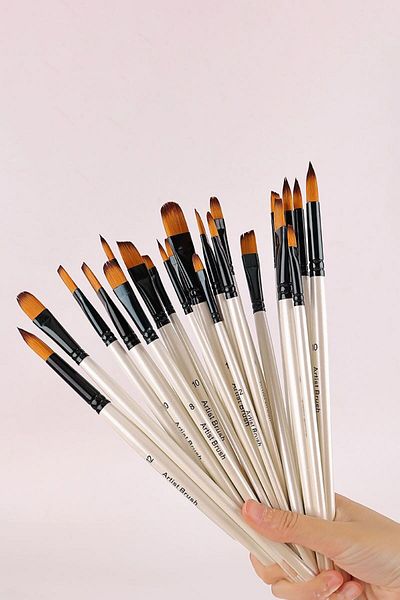 Weather Forecast 24 Pieces Curved Nylon Brush Set - Acrylic and Watercolor Brush cin688