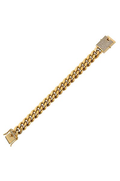 Chavin 12 mmThick Gold Steel Men's Bracelet Ep20sr