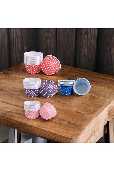 MODGER Muffin Cup Cake Polka Dot 50 Pieces 4 Colors Mixed Cake Capsule Cupcake