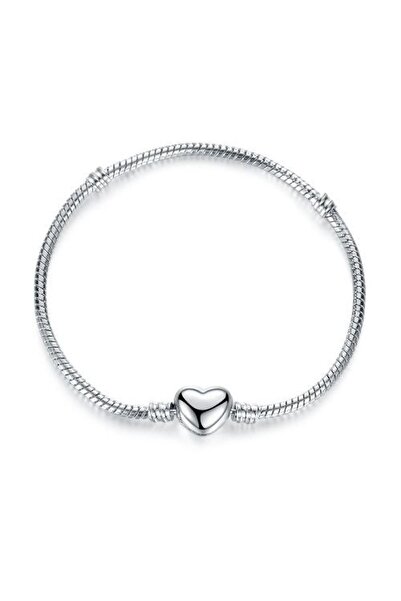 Chavin Gümüş Kaplama 19 cm. Charm Kalp Bileklik eh01by-19