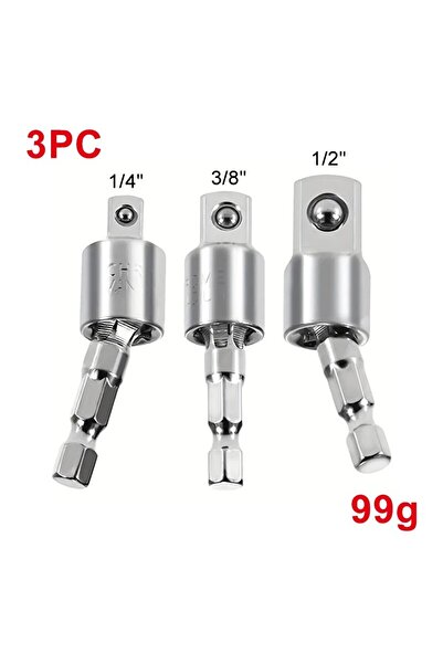 Choice 3 قطع فضية 360 درجة مثقاب كهربائي مفك براغي هوائي محول عالمي بمقبض سدا...