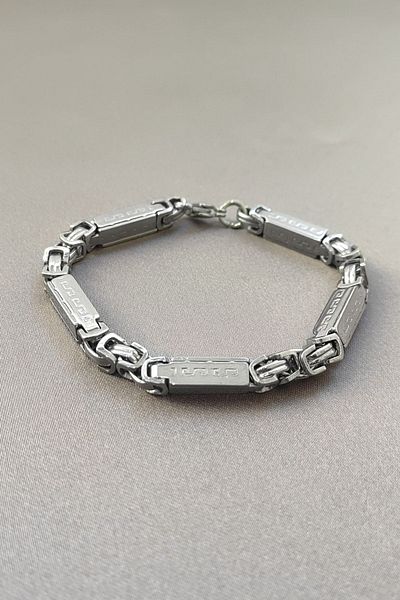 Chavin 6 Mm. King and Greek Pattern Steel Men's Bracelet Dg99-5