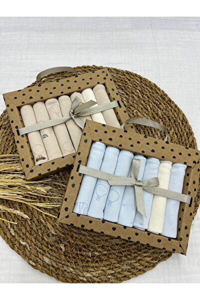 Caramell Desenli Penye Bebek Ağız Mendili 2x7'li 2 Paket