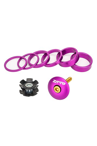 ZTTO Purple ZTTO Bike Fork Washer Set Stem Spacers Aluminum Alloy Bicycle Headset Washer Raise Handlebar