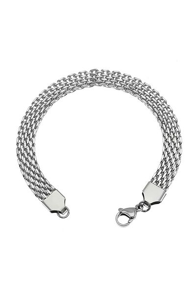 Chavin 8 mm.20 Cm.Grey Steel Men's Bracelet Et84by-8