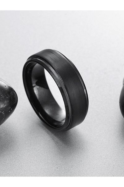 Chavin Matte Black Brushed Men's Women's Tungsten Ring DM75