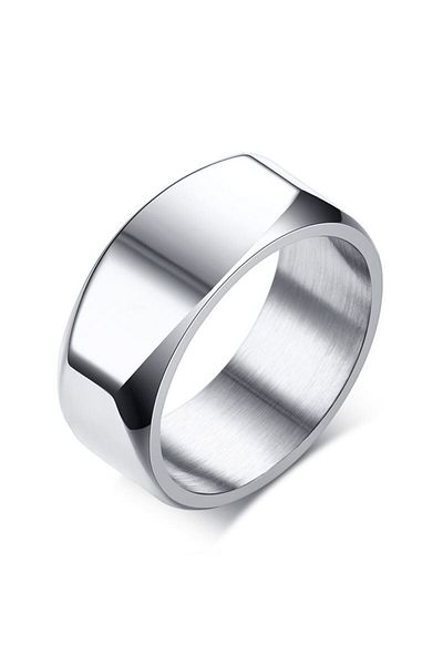 Chavin Bright Gray Cornered Men's Steel Ring Ds98